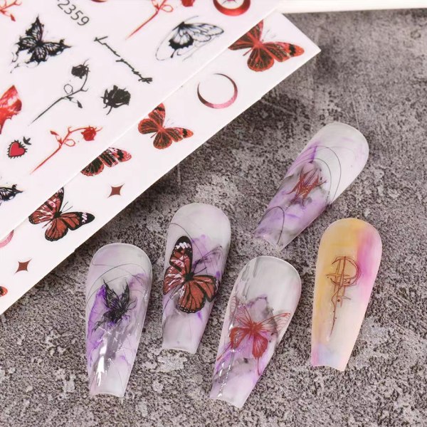20 ark Butterfly Nail Stickers Nageltillbehör för Nail Art