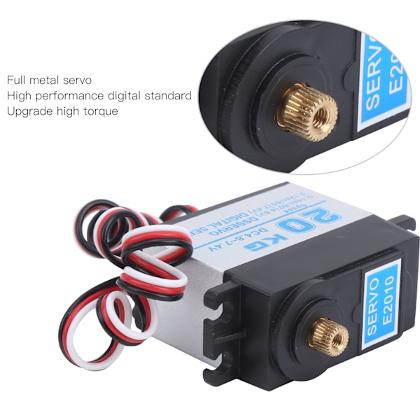 20 kg metallväxel RC digital servo med högt vridmoment för 1/8 1/10 skala fjärrstyrd bil