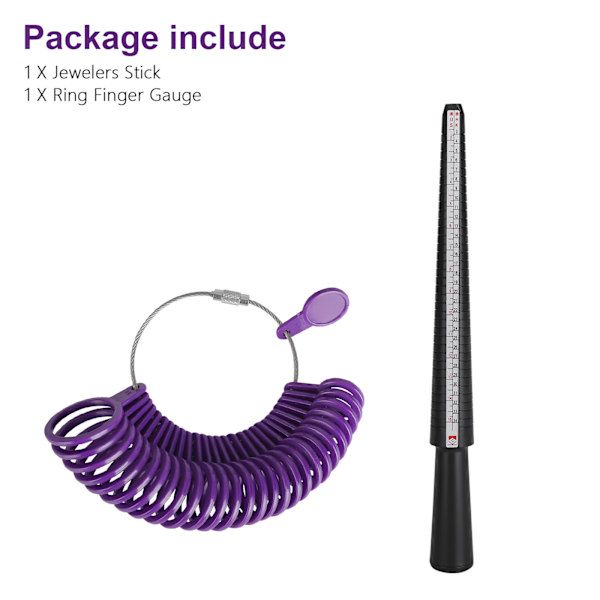 Ringstorleksmätare Mätverktyg Finger Ring Mandrel, EEEkit Ring Gauge Svart Finger Sizer Stick Fingerstorleksmätning Smyckestillverkningsverktyg Set om 27