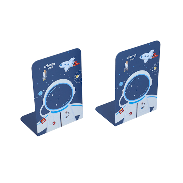 Matchande Bokstöd, Trä Bokstöd för Barn Astronaut-mönster, För Pojkar Flickor Barnkammare Eller Sovrum, Släta Kanter Halkfri Design, Tvåpack