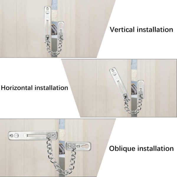 Dörrsäkerhetskedja, pålitligt kedjelås, borstat rostfritt stål