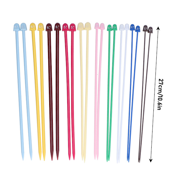 20 st stickor i flera färger, bärbara 27 cm stickor i plast för DIY-entusiaster