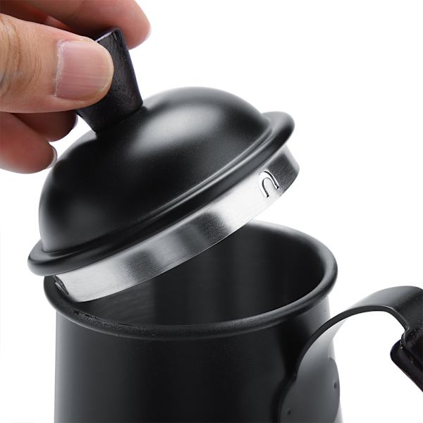 Kitchen Cafe 650ml 304 Rostfritt Stål Kaffe Droppkanna Kittel med Lång Gås-hals Pip (Svart)