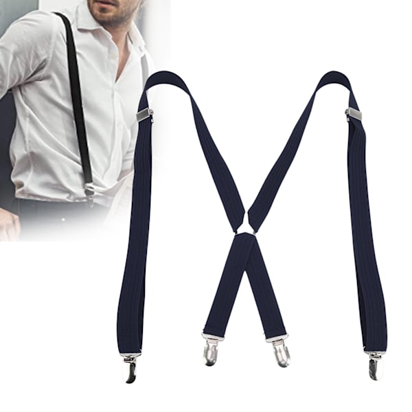 Herr Suspender Ca 1x41.3in Halksäker Säker Hållbar Robust Metall Bred Tillämplighet Klänning Suspender för Arbete BröllopMarinblå