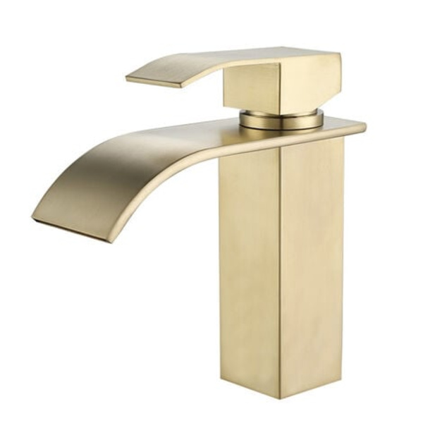 Modern Guld Vattenfall Handfat Blandare Badrum Blandare Kran Justerbar Varm och Kallt Vatten