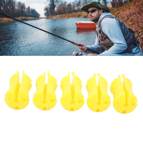 5 st bärbara fiskespöfästen i silikon, återanvändbara, för fiskespö, båtutrustning, tillbehör, gul