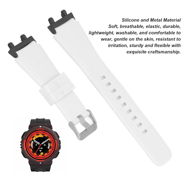 Silikon Twill Klockarmband Elastiskt Bekvämt Mjukt Justerbart Snabbfäste Sport Klockarmbandsersättning för Amazfit Active Edge Vit