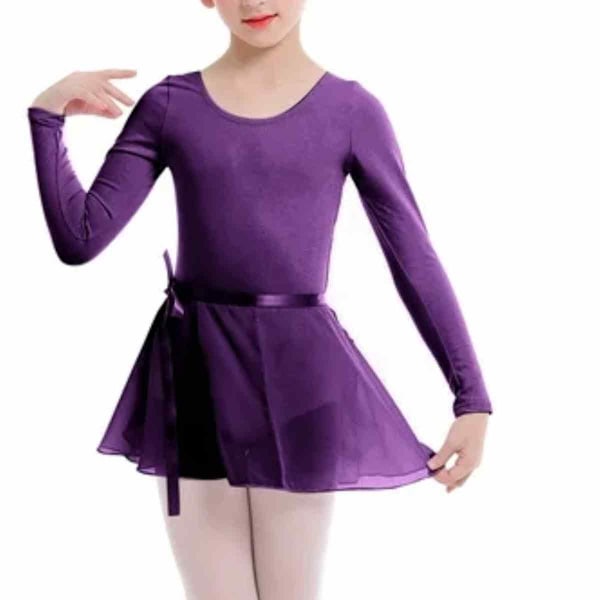 Balettdräkt för små flickor, ballerina dans volang långärmad tyllkjol balett gymnastik outfit klänning