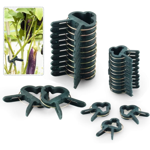 80 st justerbara växtstöd clips trädgårdsstöd täcker stödstruktur fästelement för trädgård, vinstockar, grönsaker, tomater (40 stora clips och 40