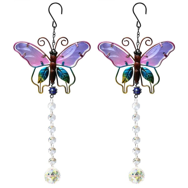 2 Pack Butterfly Crystal Suncatcher Crystal Ball Ornament för