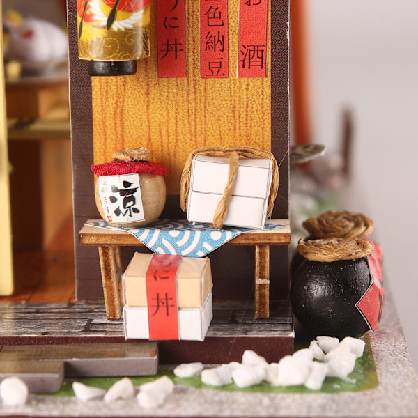 DIY Sushi Shop Modell Trä Kreativitet Japansk LED Montering Form Leksaker för Tonåringar Vuxna