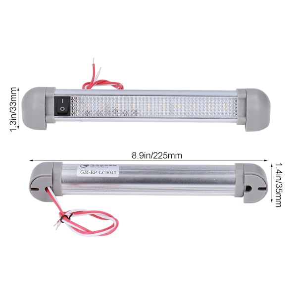 8,9 tum LED Markislampa DC12V/24V 2W 180° Rotation IP66 Vattentät 720LM PÅ/AV-brytare för Husbil Båt