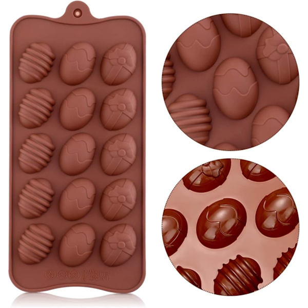 Set med 4 påsk 3D silikonkakformar för 15 ägg/choklad småkakor/tårtor 22x10,5cm