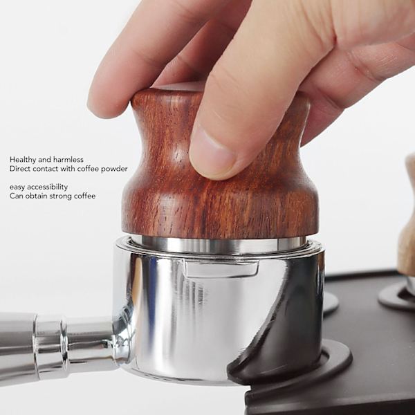 Kaffe Distributör Rostfritt Stål Rosewood Kaffe Tamper Nivå för Kaffe Tillbehör 51mm / 2.0in
