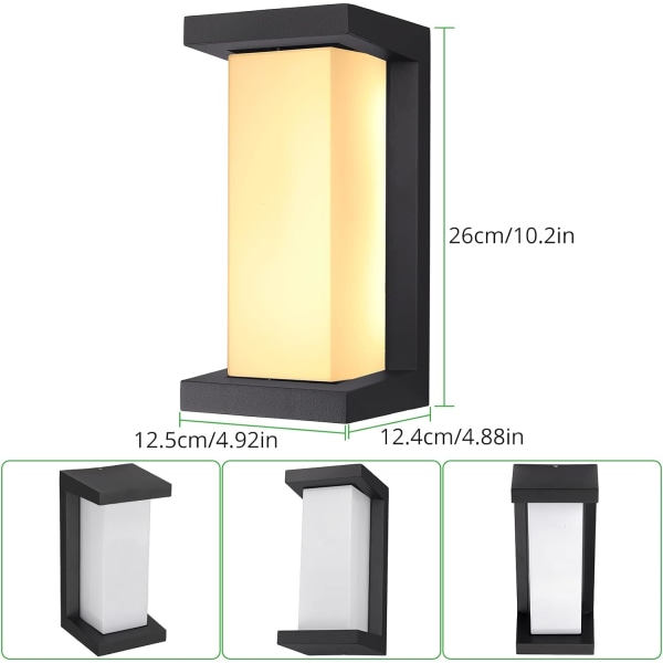 Entrédörrsbelysning 18W Vägglampa med Rörelsesensor 220V Vattentät IP66 Aluminium Antracit Akryl Varmvit 3000K för Korridor Balkong