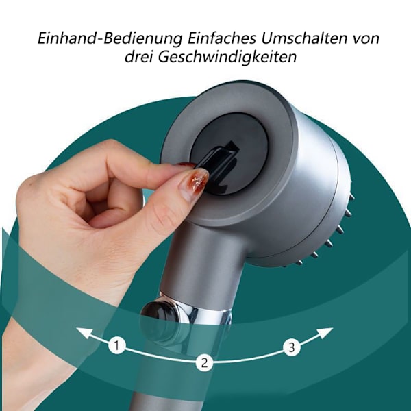 Duschhuvud Högtryck Vattenbesparande Handdusch Massage Duschhuvud med 4 Lägen Hållare Filter Multifunktionell Justerbar Badrumshud