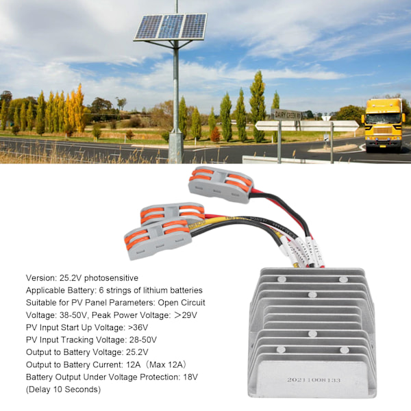 300W 20A Solpanelregulator MPPT Nattlastutgång Fotovoltaisk Solregulator för Gatubelysning 25.2V