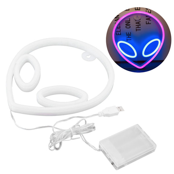 Unik Alien Neonljus Batteri/USB-driven Dekorativ LED Neonskylt Väggdekoration Rosa Blå