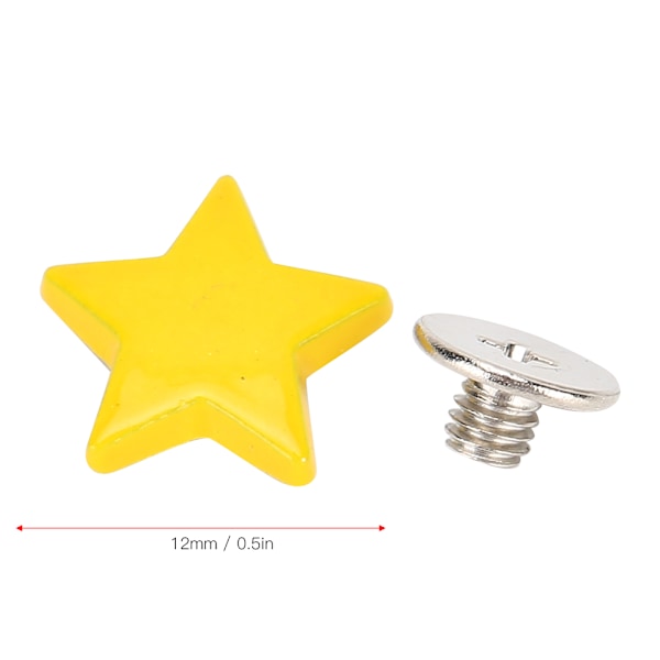 50 set stjärnrivetskruv zinklegering väskor kläder skor bälten DIY platt knapp 12mm gul