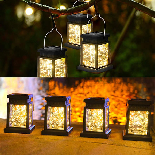 LED-solcellslyktor - Solcellsdrivna bärbara hängande lampor med 30 lysdioder - IP44 vattentät - för trädgård, balkong, gård, uppfart, staket, uppfart,