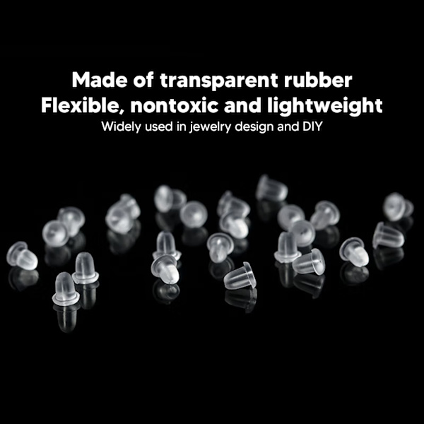 8000 st transparenta örhängen bakstycken 4 mm flexibla hållbara gummi allmänt använda klara örhängen bakstycken för örhängen smycken DIY