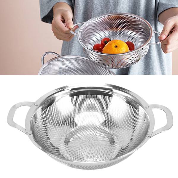 Rostfritt stål durkslag Multipurpose Mesh Sil Baskets Frukt Grönsak Avloppskorg med handtag för kök Tillbehör 23cm / 9.1in