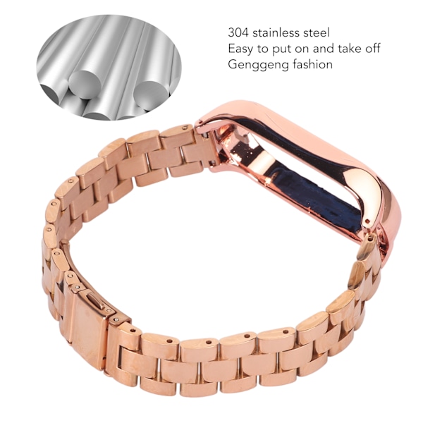 Smartwatch-armband i rostfritt stål, robust, justerbart, skyddande ersättningsarmband för Mi 7 NFC, roséguld