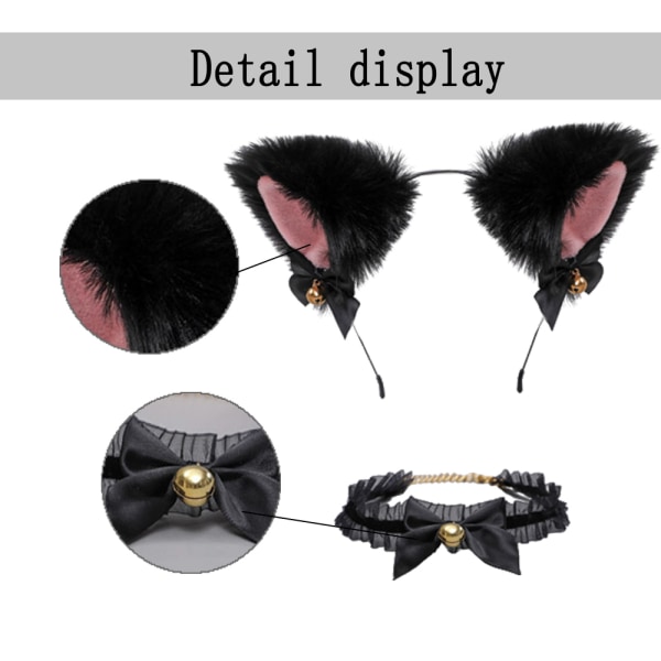 2 set Cat Fox Ears Pannband Plysch Furry Headwear med choker