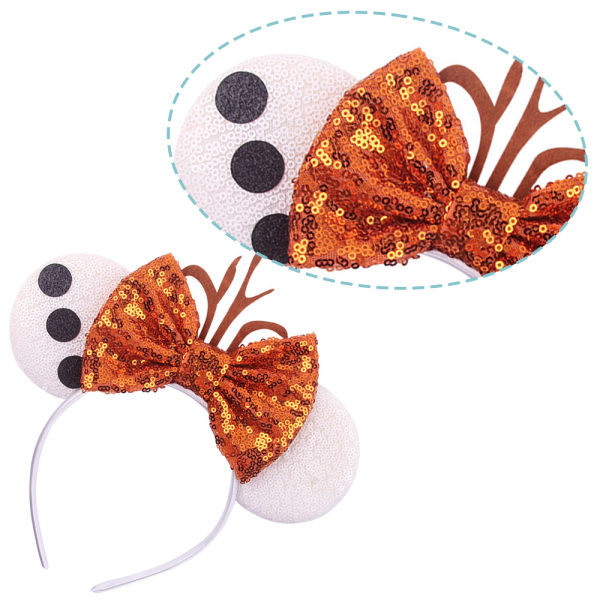 Mouse Ears Rosett Pannband, Glitter Party Princess black Dot Ear shape12