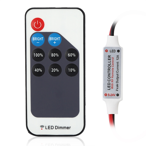 DC5-24V 9-knappars enkel färgs RF Mini Dimmer Fjärrkontroll för LED-ljusremsa