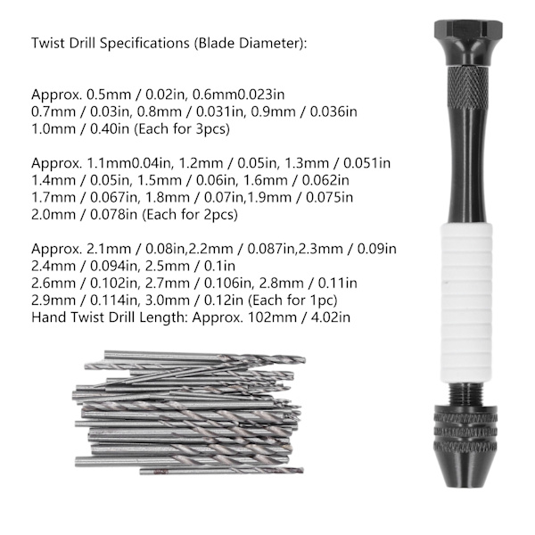 49 st/set handborr set med hög hastighet stål ABS twist borr bit för trä plast gummi