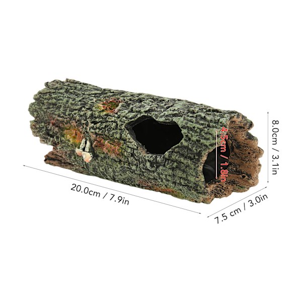 Akvarium Trädstam Ornament Simulering Artificiell Akvarium Grott ihålig Trädstam för Fisk Sköldpaddor Reptiler