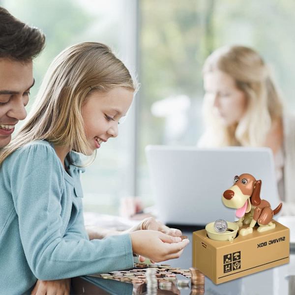 Elektronisk sparbössa för hundar, hungrig hundsparbössa, sparbössa för valpar, sparbössa för barn, födelsedagspresent för barn svart