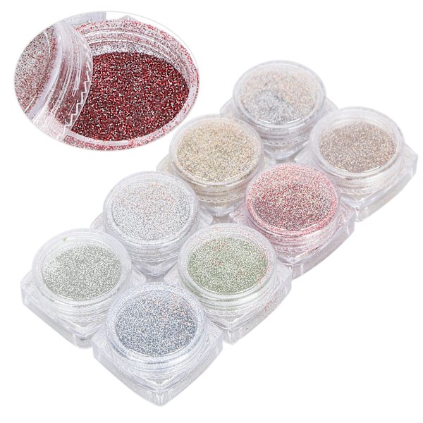 8 lådor glitter färgglada plast glänsande dekoration tillbehör mögeltillverkning hantverk DIY-material