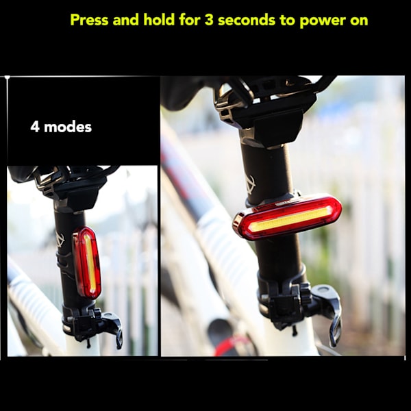 Cykel bakljus USB-laddning LED Strobe Varning Vattentät 650mAh Batteri 4 lägen Cykel bakljus