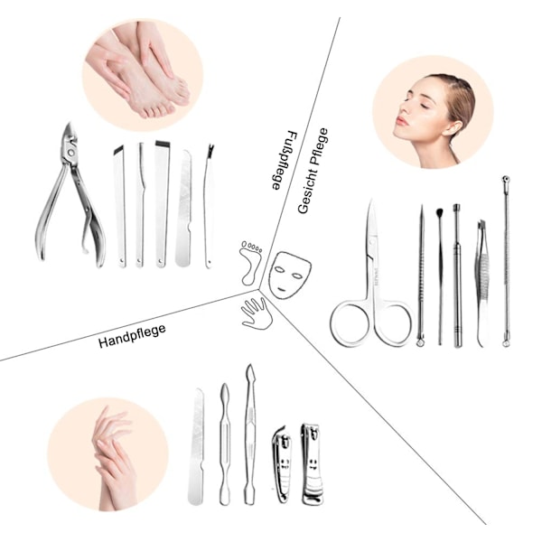 Manikyr pedikyr set, resor skönhet nagelvård kit för hemmet