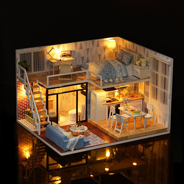 3D Träpussel Dockhus DIY Dockhus Kit Handgjord Leksaksmöbler Bästa Present till Flickor
