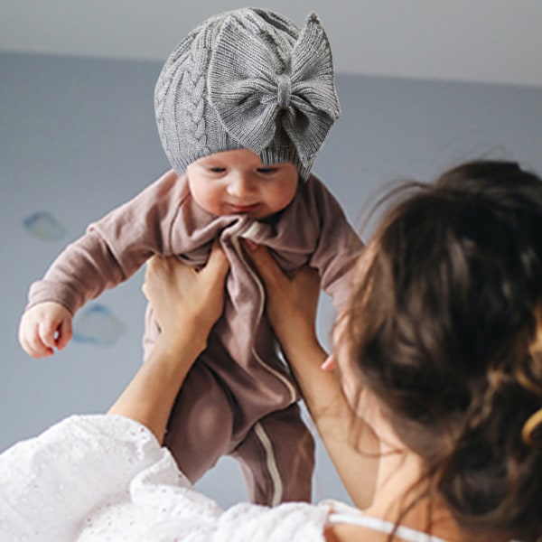 Vinter varm stickad baby för flickor Bomullsfodrad infanhatt