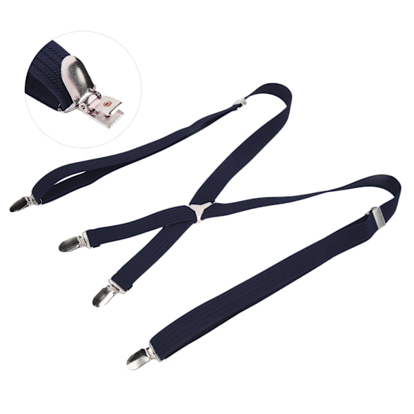 Herr Suspender Ca 1x41.3in Halksäker Säker Hållbar Robust Metall Bred Tillämplighet Klänning Suspender för Arbete BröllopMarinblå