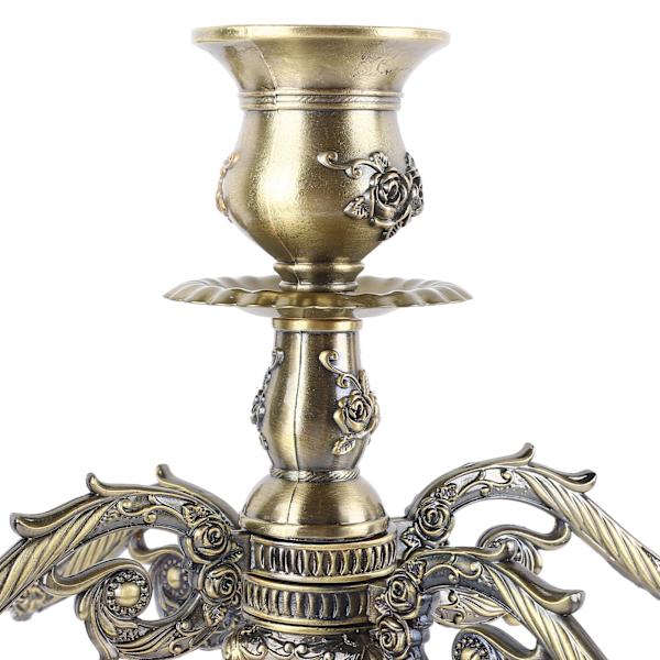 Metallarm Candelabra Europeisk stil Retro Ljusstakehållare Romantisk Ljusstake Dekoration för Bröllopsmiddag Fest Brons Fem Huvuden
