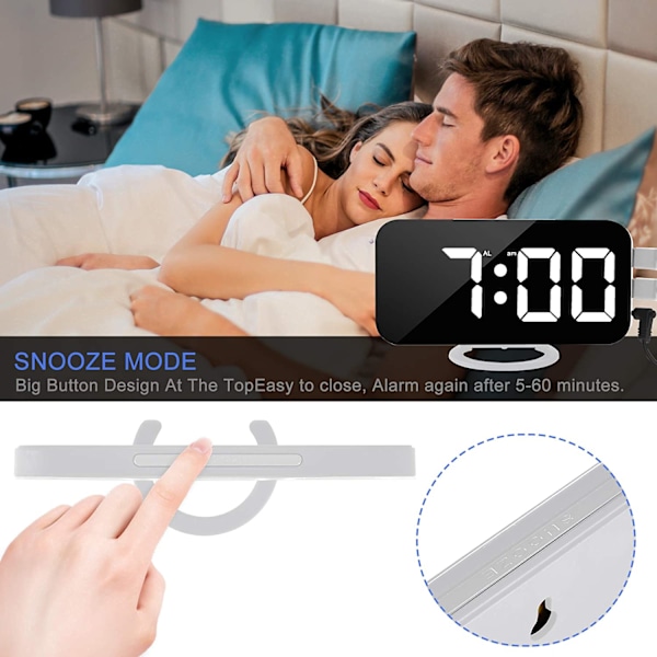 Modern Design Skrivbordsklocka med Snooze-funktion för Sovrum, Auto Dim-läge för Enkelhet och Bekvämlighet på Natten