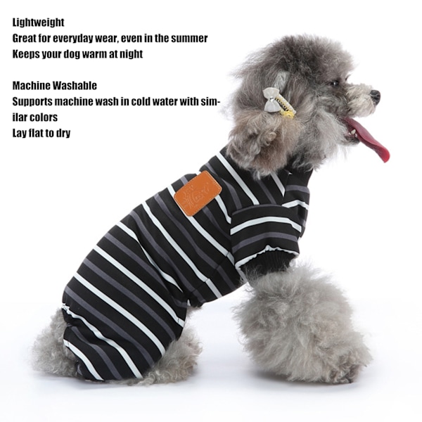 Hundpyjamas Varmt 4-benat Högt Krage Mjukt Stretchigt Randigt Valp Jumpsuit Sovkläder för Hem M