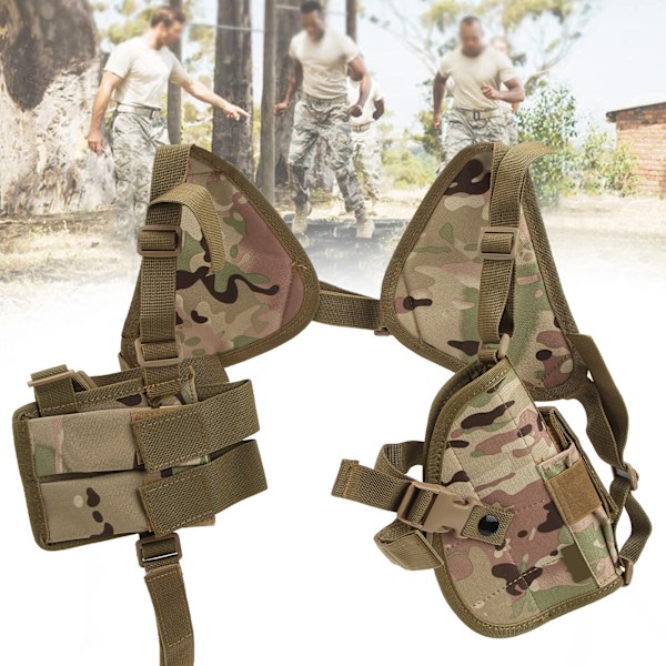Utomhus Axelväska Universell Dubbla Axelremmar Multifunktionell Nylon Tillbehörsväska (Ljus Armégrön Kamouflage)
