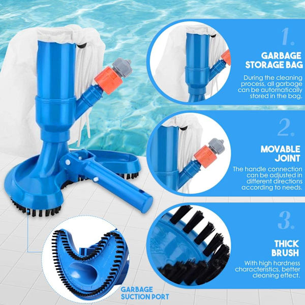 Simbassäng spa borste pool dammsugare pool dammsugare bärbar sugborste sugmunstycke rengöring för damm fontän bubbelpool rengöring