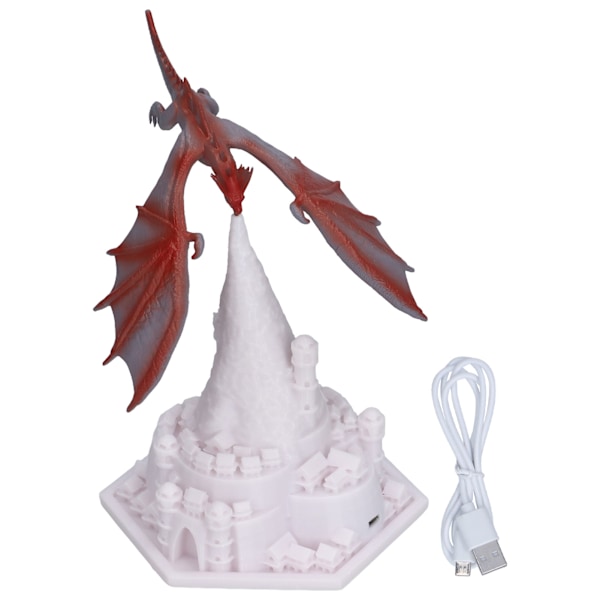 LED Vulkan Drake Lampa USB Laddning 3D Tryckt Eld Drake Nattljus för Babyrum Sovrum Camping