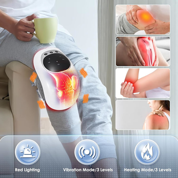 Knämassageapparat, trådlös knämassageapparat med infraröd värme, trådlös vibrationsmassage, LED-pekskärm, typ C, för att lindra knäsmärta