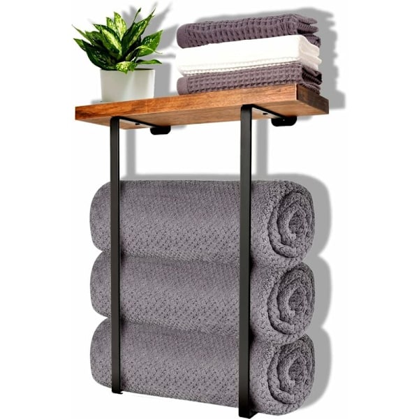 Handdukshållare i Metall för Små Badrum, Väggmonterade Handduksställ, Förtjockade Metallhyllor, Dekorativa och Utrymmesbesparande, Minimalistisk Design, Hållbara