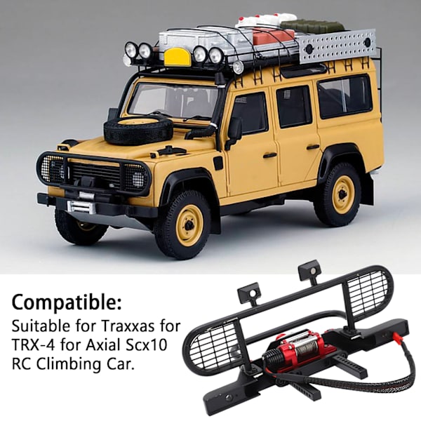 Metall Front Trophy Bumper med Ljus för Traxxas för TRX‑4 för Axial Scx10 RC Crawler Bil