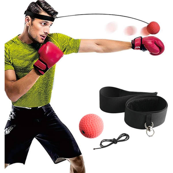 Boxningsreflexbollset, reflexboll på snöre med pannband, reflexboxningsutrustning med gummiball 80g, utmärkt för att förbättra reaktionsförmågan
