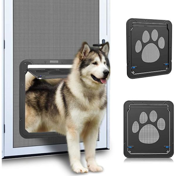 Hundskärmdörr, innerdörrflik 12x14x0,4 tum, låsbar husdjursskärmdörr, magnetisk självstängande skärmdörr med låsfunktion, robust skärm